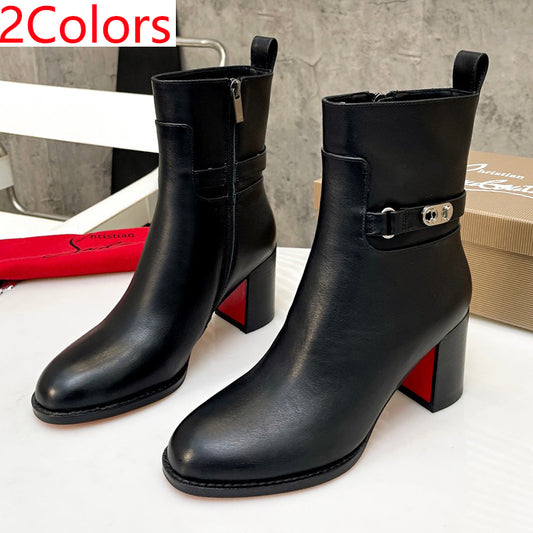 JXA34Z  High quality leather Boots Heel height 7cm