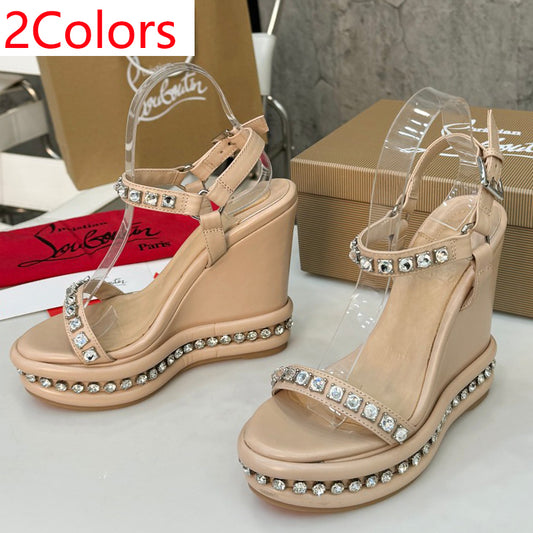 J4A7Z  High quality leather sandals 12cm heel