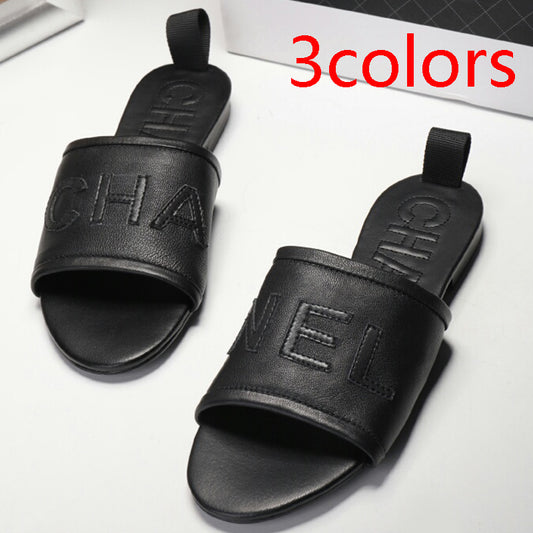 1:1 High quality leather slippers 2YC1Z